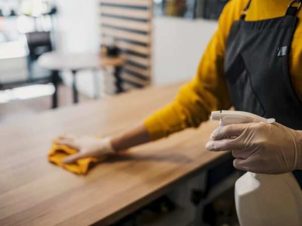 side-view-female-barista-cleaning-table-while-wearing-latex-gloves_23-2148522930